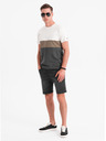 Ombre Clothing Pantaloni scurți pentru bărbați cu talie elastică și efect uzat - negri