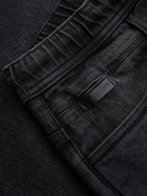 Ombre Clothing Pantaloni scurți pentru bărbați cu talie elastică și efect uzat - negri