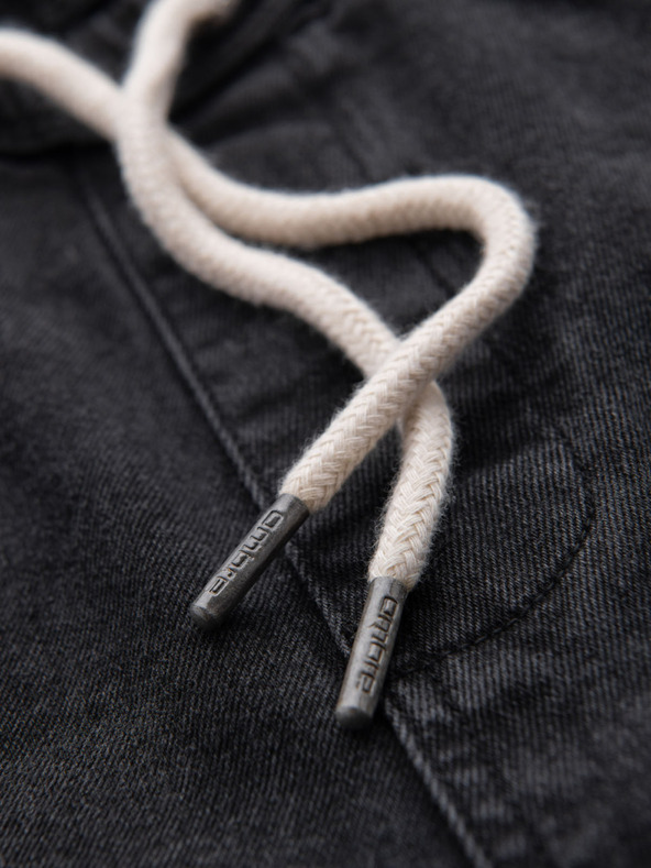 Ombre Clothing Pantaloni scurți pentru bărbați cu talie elastică și efect uzat - negri