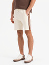 Ombre Clothing Pantaloni scurți de trening pentru bărbați cu tiv și brâu nervurat - crem