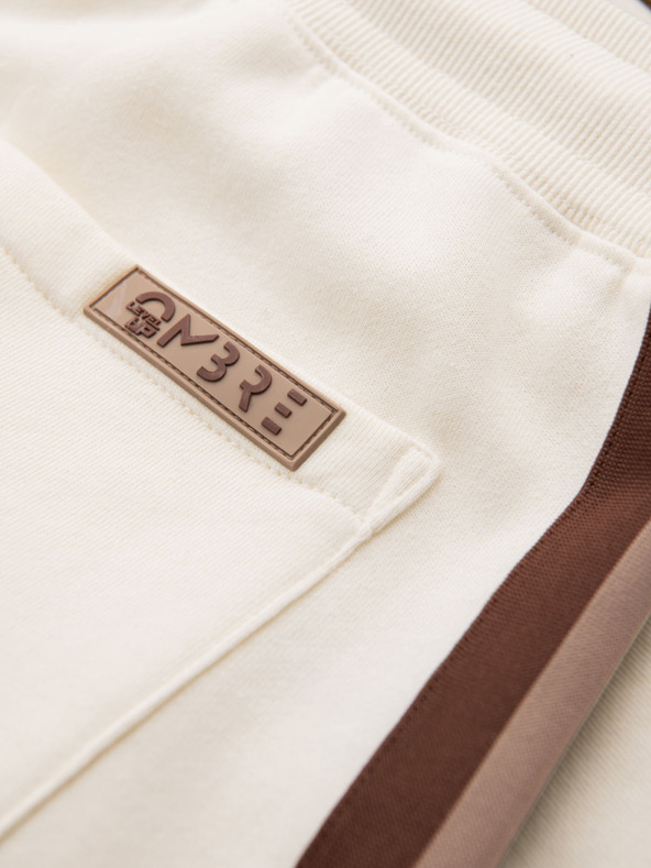 Ombre Clothing Pantaloni scurți de trening pentru bărbați cu tiv și brâu nervurat - crem