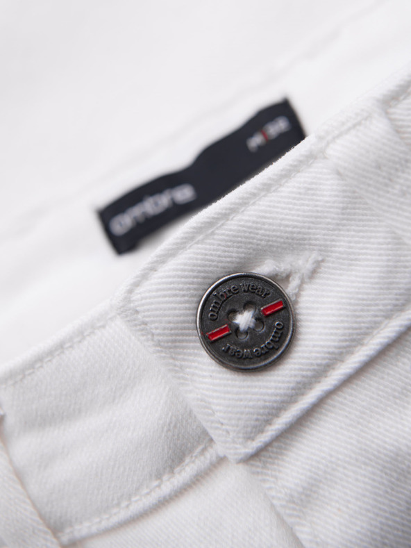 Ombre Clothing Pantaloni scurți din denim pentru bărbați cu manșetă - albi