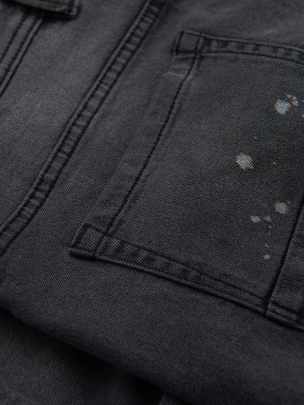 Ombre Clothing Pantaloni scurți de blugi pentru bărbați cu rupturi și manșetă - gri