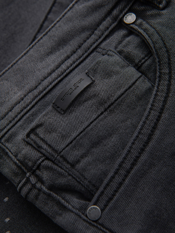 Ombre Clothing Pantaloni scurți de blugi pentru bărbați cu rupturi și manșetă - gri