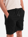 Ombre Clothing Pantaloni scurți din bumbac pentru bărbați cu talie elastică - negri
