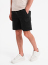 Ombre Clothing Pantaloni scurți din bumbac pentru bărbați cu talie elastică - negri