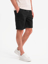 Ombre Clothing Pantaloni scurți din bumbac pentru bărbați cu talie elastică - negri