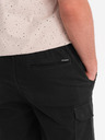 Ombre Clothing Pantaloni scurți din bumbac pentru bărbați cu talie elastică - negri