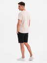 Ombre Clothing Pantaloni scurți din bumbac pentru bărbați cu talie elastică - negri