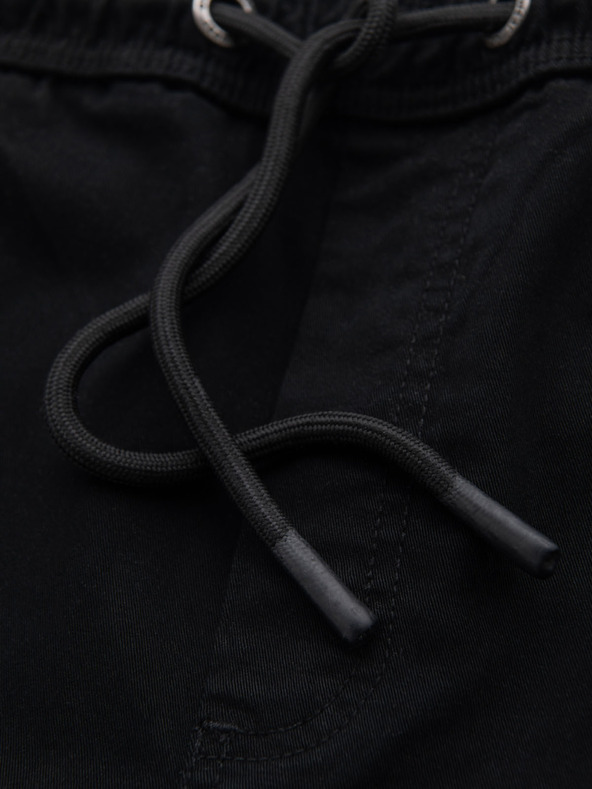 Ombre Clothing Pantaloni scurți din bumbac pentru bărbați cu talie elastică - negri