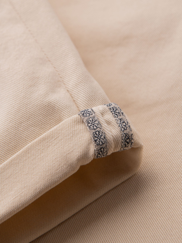 Ombre Clothing Pantaloni scurți din denim pentru bărbați cu manșetă - crem