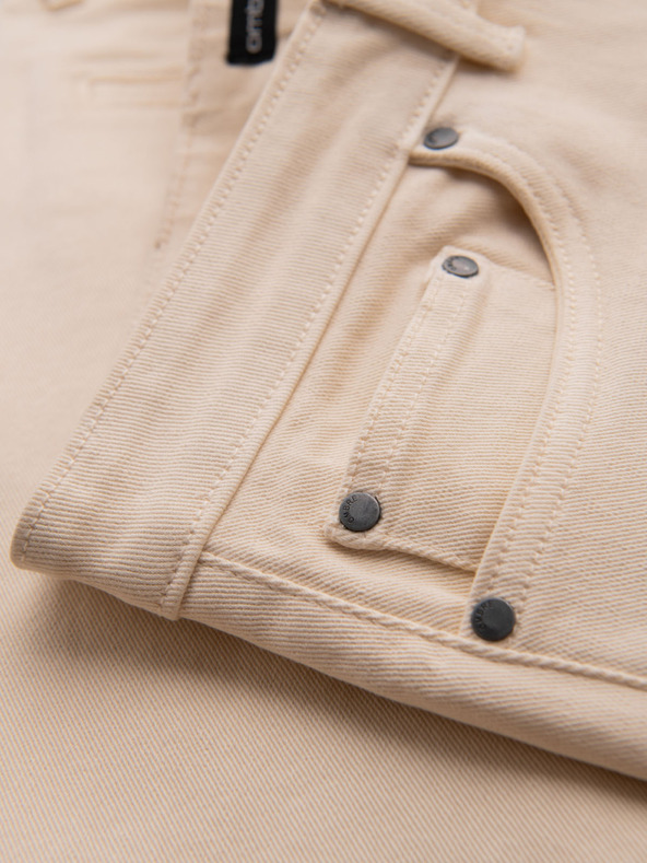 Ombre Clothing Pantaloni scurți din denim pentru bărbați cu manșetă - crem