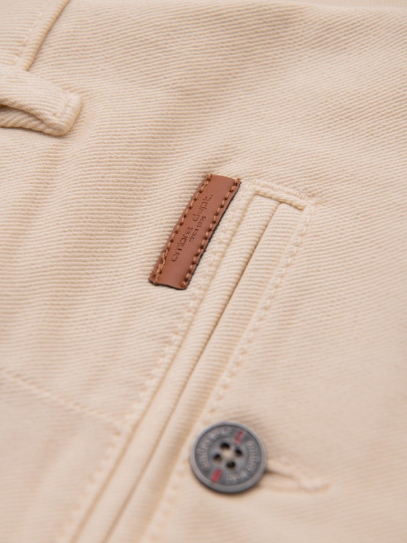 Ombre Clothing Pantaloni scurți din denim pentru bărbați cu manșetă - crem