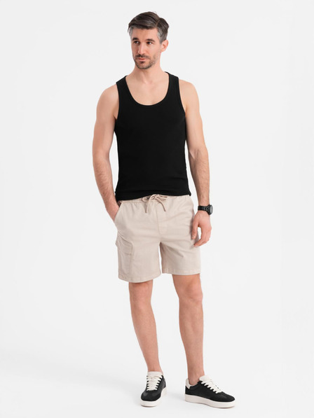 Ombre Clothing Pantaloni scurți pentru bărbați cu croială lejeră și buzunare cargo - crem