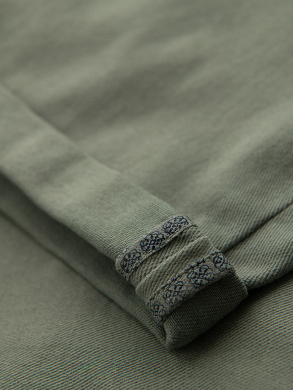 Ombre Clothing Pantaloni scurți clasici din denim pentru bărbați cu manșetă - verde oliv deschis