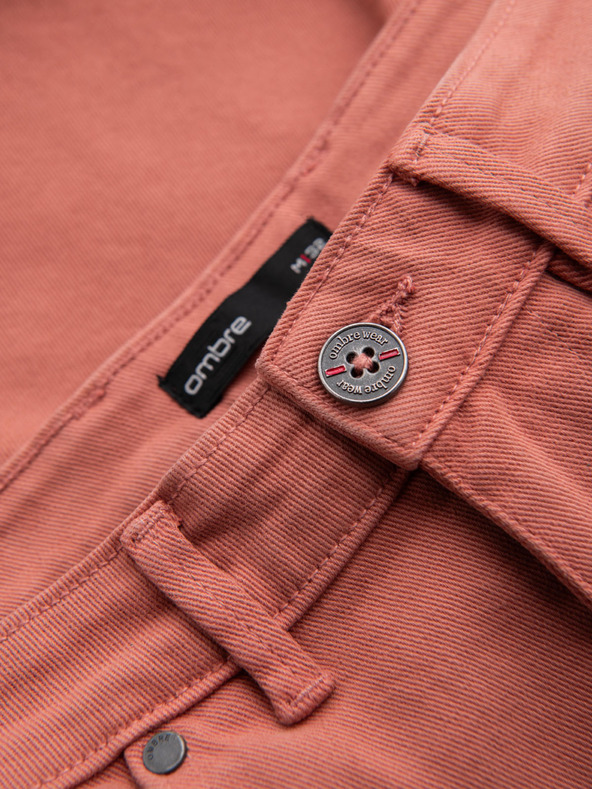 Ombre Clothing Pantaloni scurți din denim pentru bărbați cu manșetă - corai