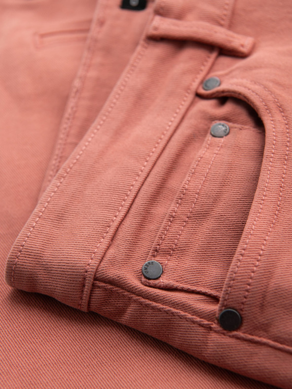 Ombre Clothing Pantaloni scurți din denim pentru bărbați cu manșetă - corai