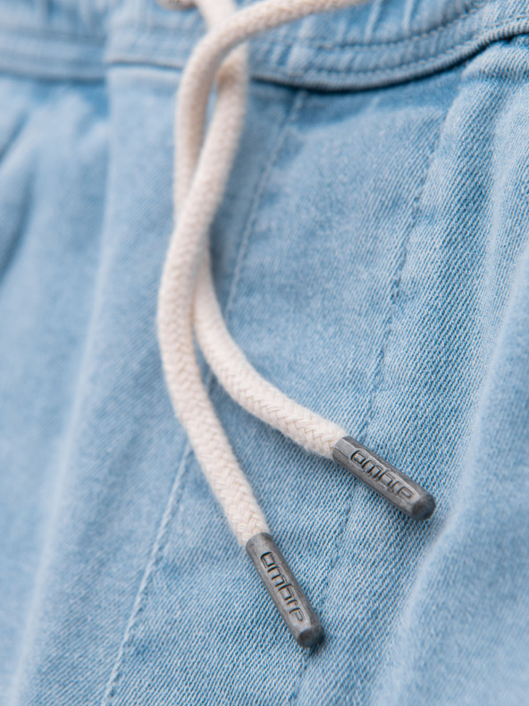 Ombre Clothing Pantaloni scurți pentru bărbați cu talie elastică și efect uzat - albastru deschis