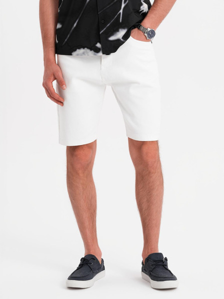 Ombre Clothing Pantaloni scurți din denim pentru bărbați, croială clasică - alb