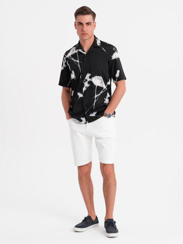 Ombre Clothing Pantaloni scurți din denim pentru bărbați, croială clasică - alb