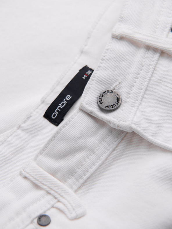 Ombre Clothing Pantaloni scurți din denim pentru bărbați, croială clasică - alb