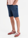 Ombre Clothing Pantaloni scurți pentru bărbați cu talie elastică și efect uzat - albastru