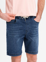 Ombre Clothing Pantaloni scurți pentru bărbați cu talie elastică și efect uzat - albastru