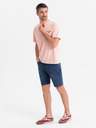 Ombre Clothing Pantaloni scurți pentru bărbați cu talie elastică și efect uzat - albastru