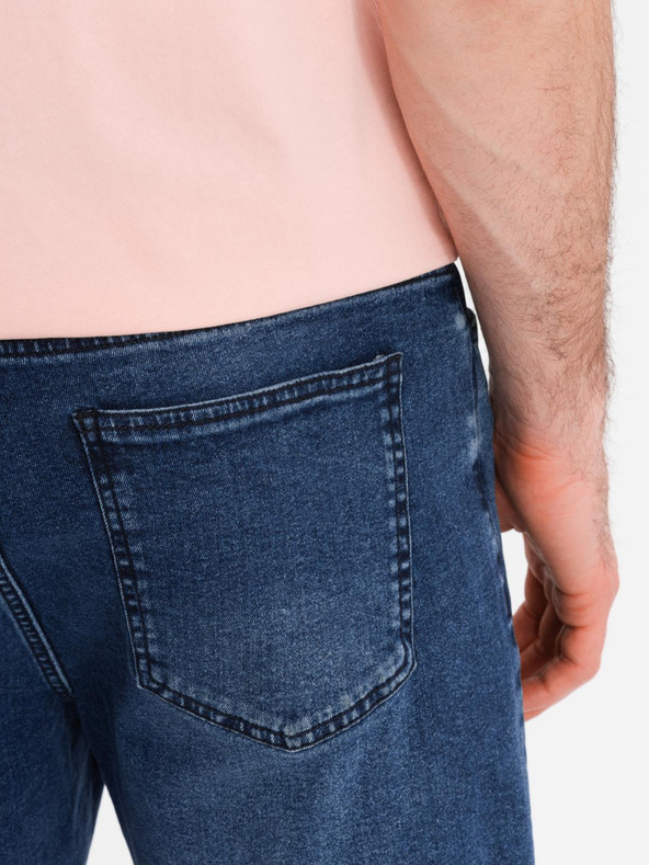 Ombre Clothing Pantaloni scurți pentru bărbați cu talie elastică și efect uzat - albastru