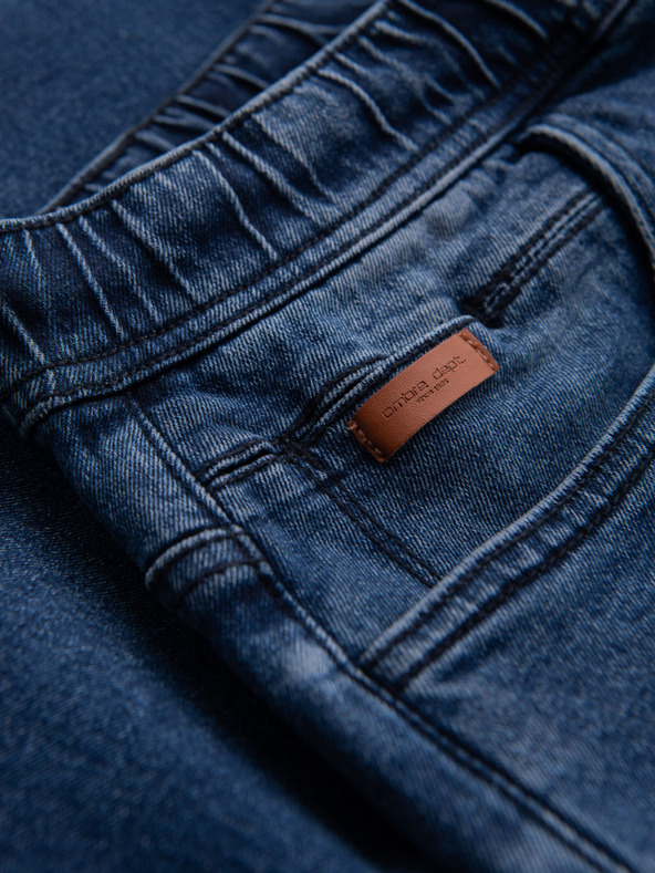 Ombre Clothing Pantaloni scurți pentru bărbați cu talie elastică și efect uzat - albastru