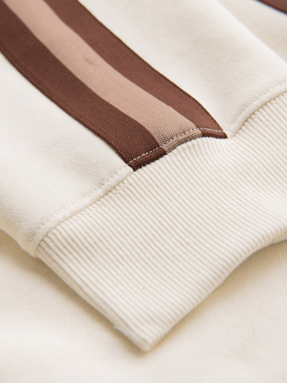 Ombre Clothing Pantaloni de trening pentru bărbați cu bordură și tăietură pe picioare - crem