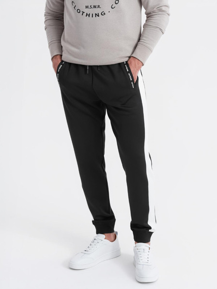 Ombre Clothing Pantaloni de trening pentru bărbați cu bordură contrastantă - negru