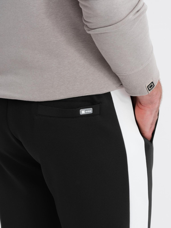 Ombre Clothing Pantaloni de trening pentru bărbați cu bordură contrastantă - negru