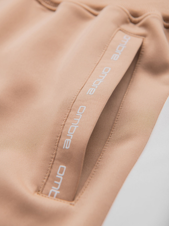 Ombre Clothing Pantaloni de trening joggers pentru bărbați cu dungi contrastante - bej