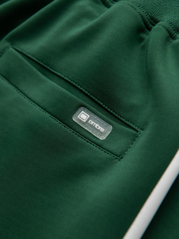 Ombre Clothing Pantaloni de trening pentru bărbați cu bordură contrastantă - verde închis