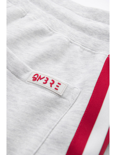 Ombre Clothing Pantaloni de trening pentru bărbați cu bordură și tăietură pe picioare - gri melanj