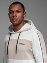 Ombre Clothing Hanorac din bumbac pentru bărbați cu glugă și detalii contrastante - alb
