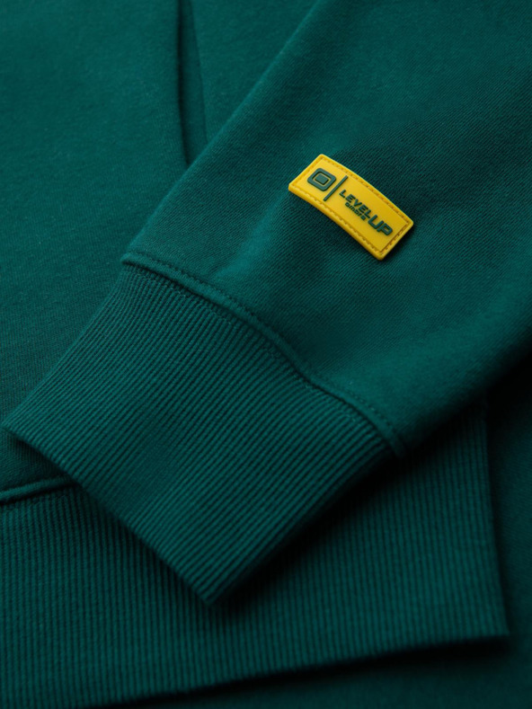 Ombre Clothing Hanorac unisex cu buzunare și glugă - verde închis