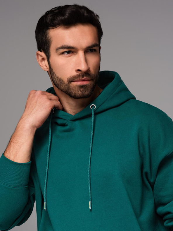Ombre Clothing Hanorac unisex cu buzunare și glugă - verde închis