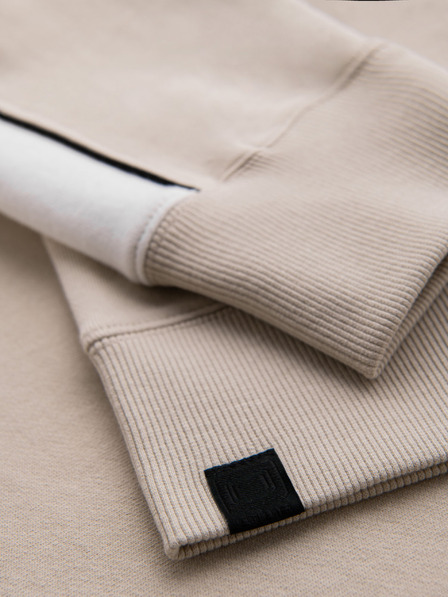Ombre Clothing Hanorac din bumbac pentru bărbați cu glugă și elemente contrastante - bej