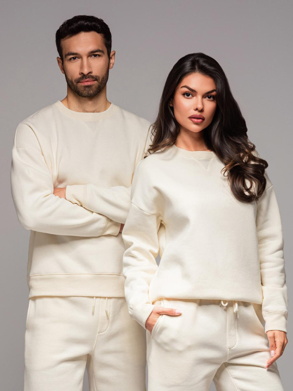 Ombre Clothing Hanorac unisex clasic cu decolteu rotund - crem