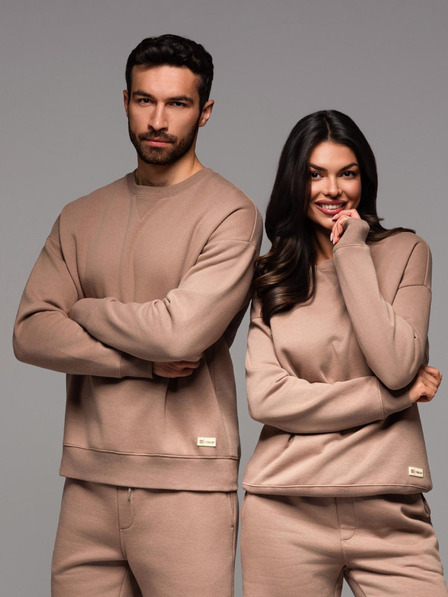 Ombre Clothing Hanorac unisex clasic cu decolteu rotund - maro