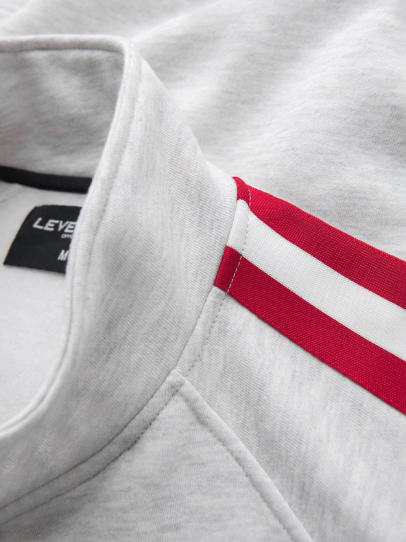 Ombre Clothing Hanorac pentru bărbați cu guler înalt și dungi - gri melanj