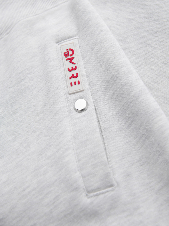 Ombre Clothing Hanorac pentru bărbați cu guler înalt și dungi - gri melanj