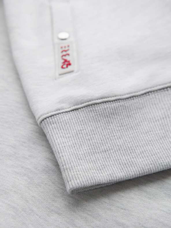 Ombre Clothing Hanorac pentru bărbați cu guler înalt și dungi - gri melanj