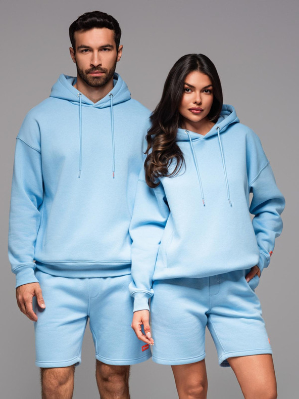 Ombre Clothing Hanorac unisex cu glugă și buzunare - albastru