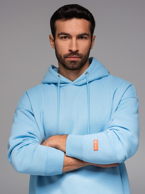 Ombre Clothing Hanorac unisex cu glugă și buzunare - albastru