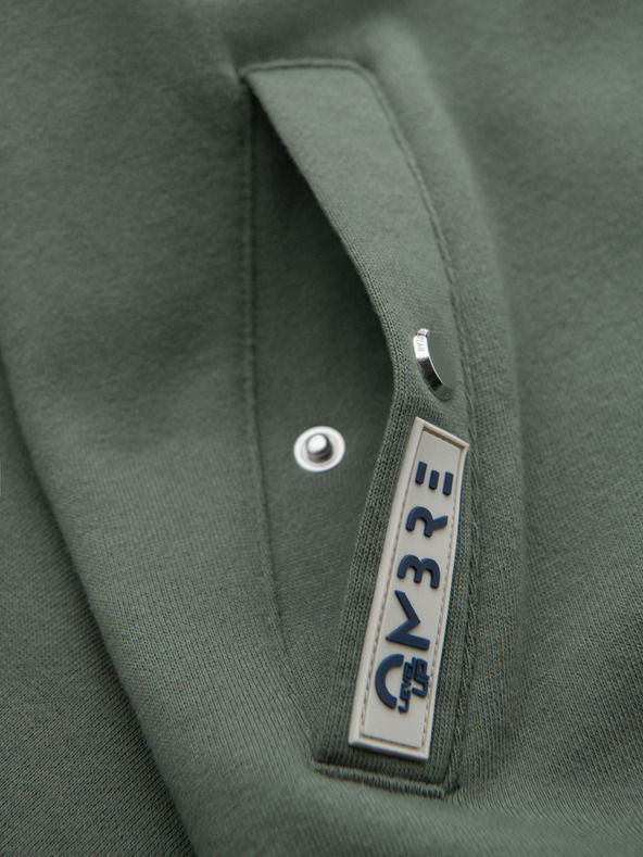 Ombre Clothing Hanorac pentru bărbați cu guler înalt și dungi - măsliniu