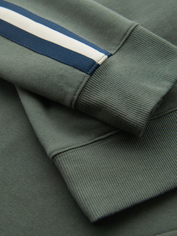 Ombre Clothing Hanorac pentru bărbați cu guler înalt și dungi - măsliniu