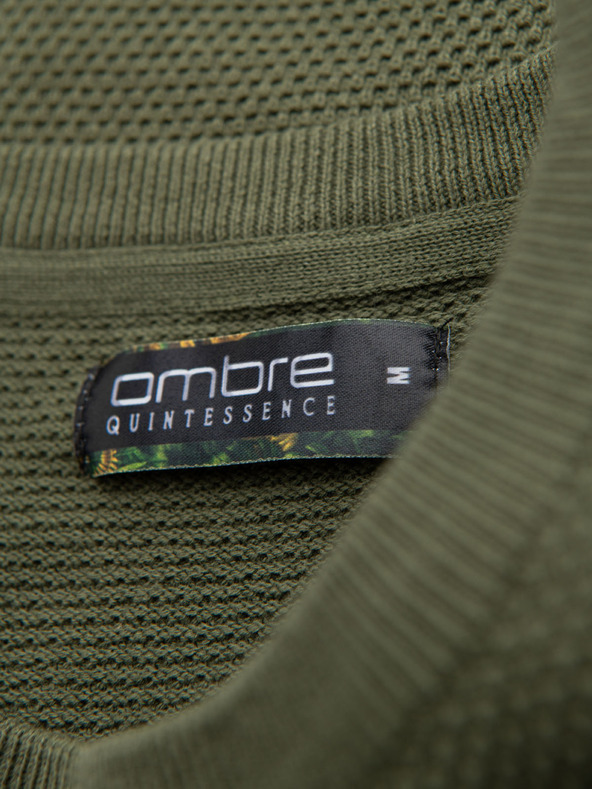 Ombre Clothing Tricou din bumbac kaki cu textură fină